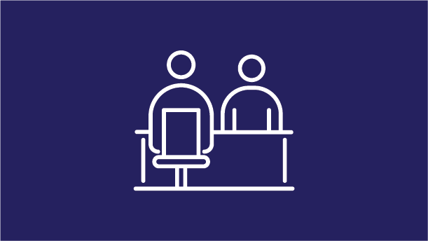 Icon of two people meeting at a desk